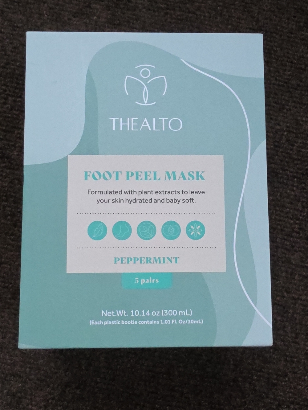 THEALTO Peppermint Foot Peel Mask - Mint Green (4 PAIRS) NIB